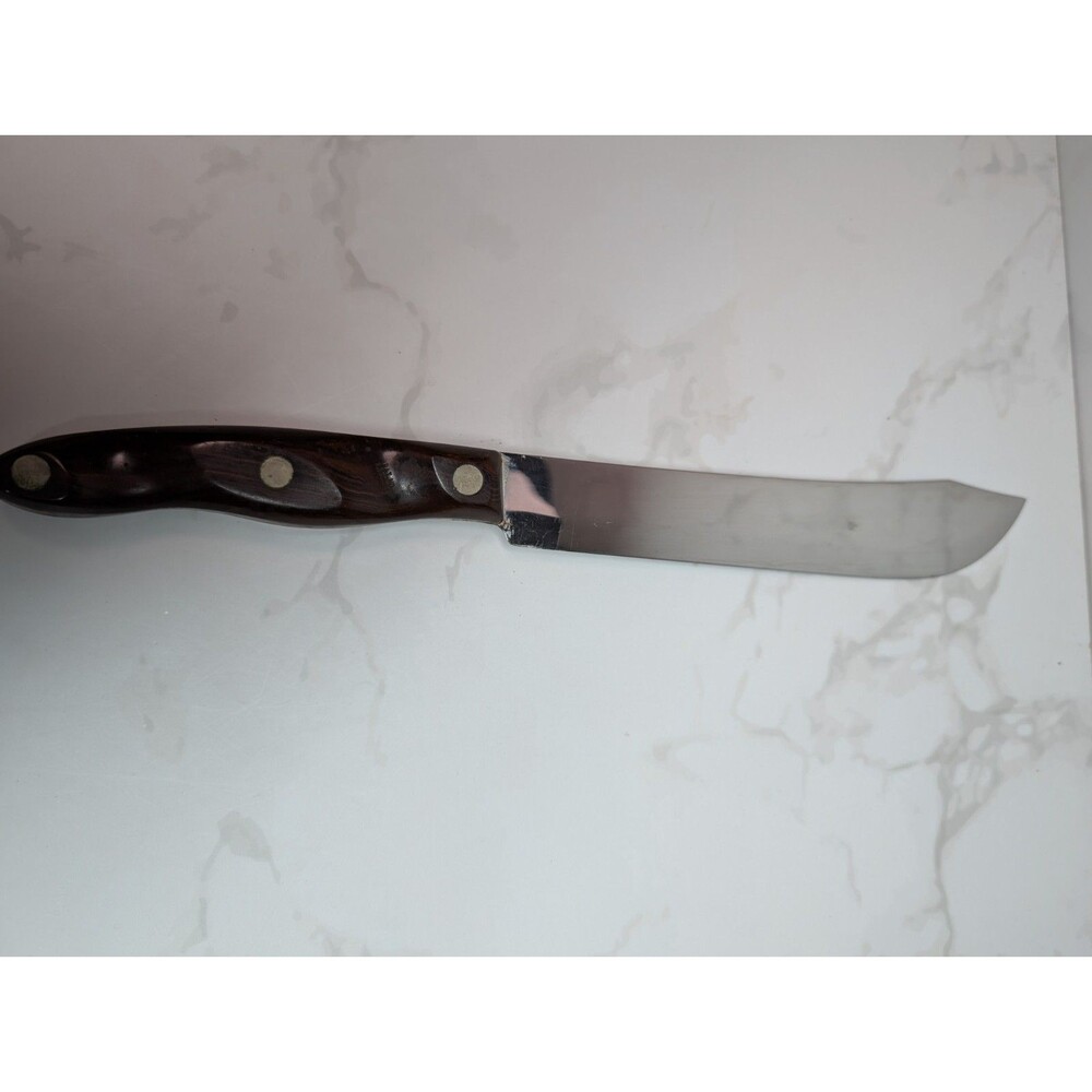 Cutco 1022 Butcher Knife 8" Blade Brown Swirl Wood Handle USA Chef Tool